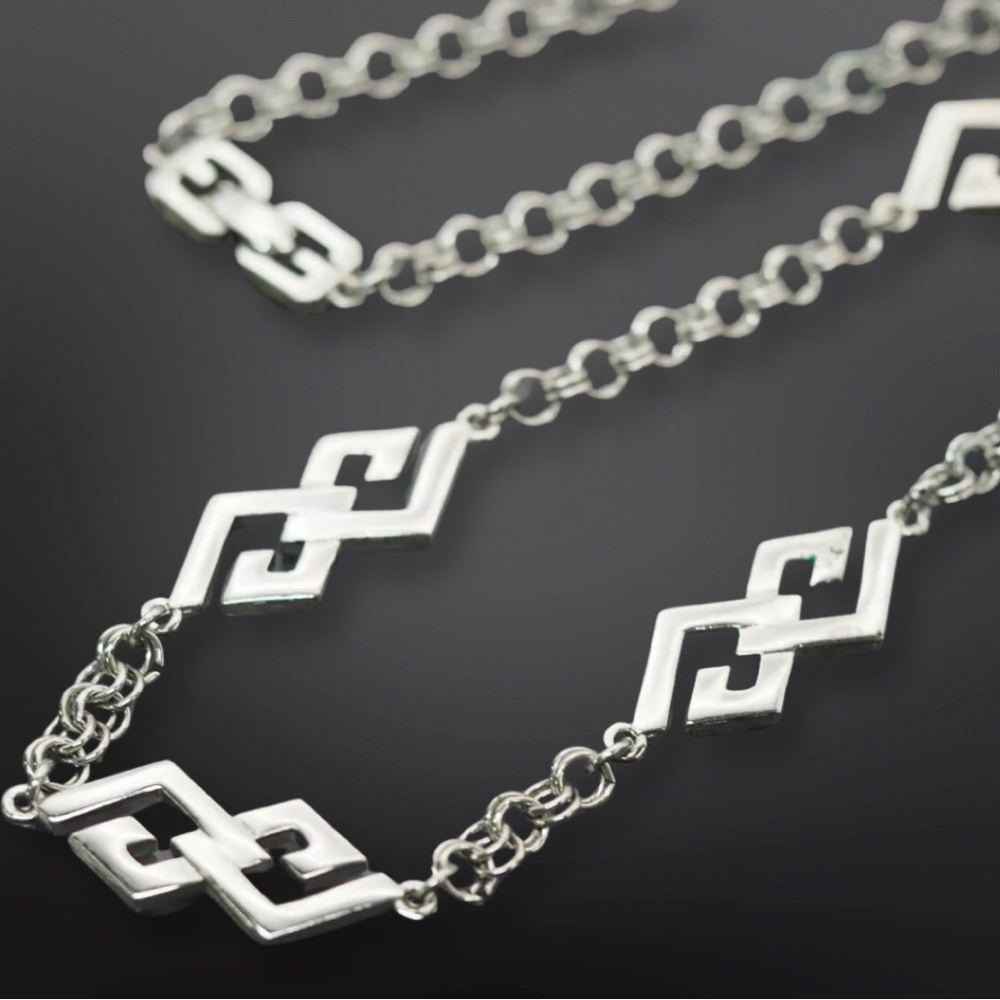 AUTHENTIC VINTAGE GIVENCHY SILVERTONE CHAIN GG CLASP LONG NECKLACE 30" NR - Picture 2 of 12